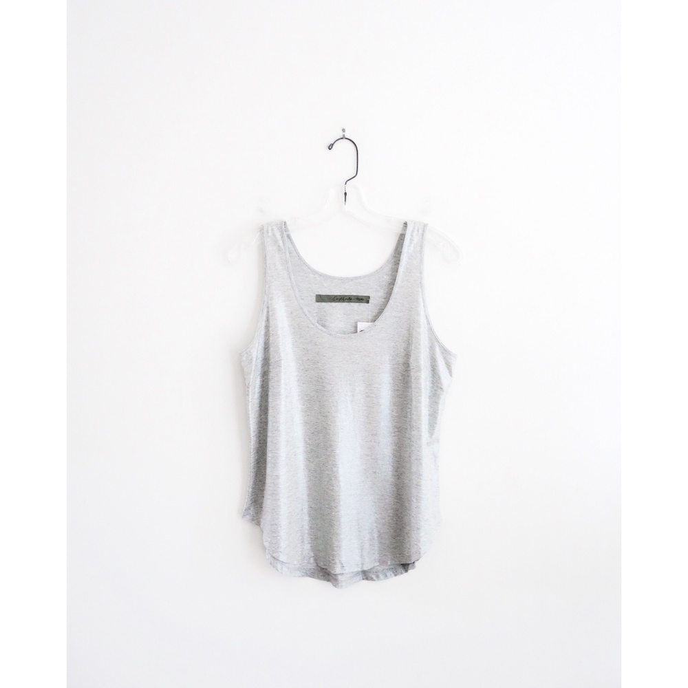 Enza Costa Grey Hologram Coated Tank sz M - NWT